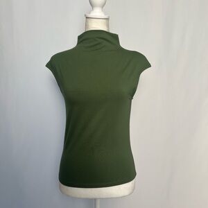 NWOT / J. Crew Fitted mockneck tank top in stretch cotton blend in Utility Green